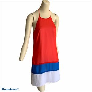 Gianni Bini Dress Red White Blue Size 2 Colorblock